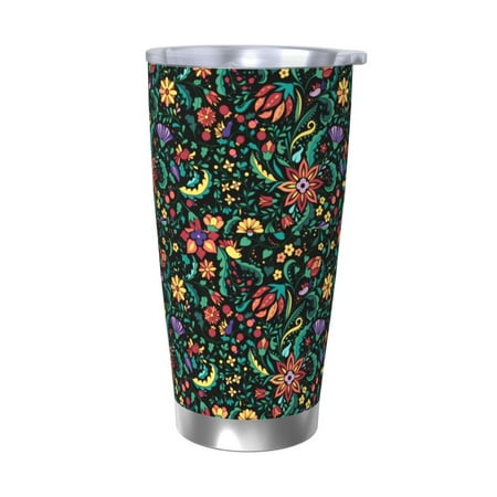 

Logiee Mexican Flower 1 Print 20OZ Car Cup with Lid Stainless Steel Vacuum Insulated Double Wall Travel Tumbler Durable Insulated Coffee Mug Thermal Cup with Straw-Without Straw