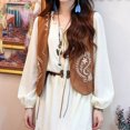 thumbnail image 5 of SwiftWear Women's Vest Open Front Boho Embroidered Suede Vest with Tassel Tie Waist Western Style Casual Loose Fit Sleeveless Jacket, 5 of 5