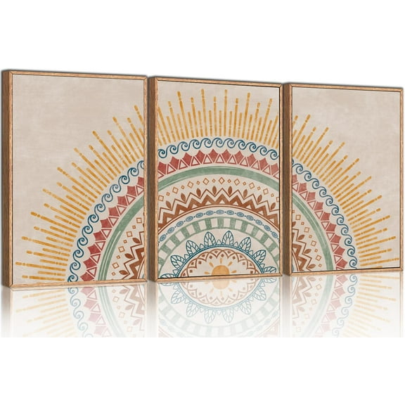 JANS.NO1 Sage Green Canvas Prints Wall Art Set, Abstract Botanical Boho Wall Decor, Minimalist Geometric Line Leaf Canvas Artwork for Living Room, Bedroom, Dining Room, Office