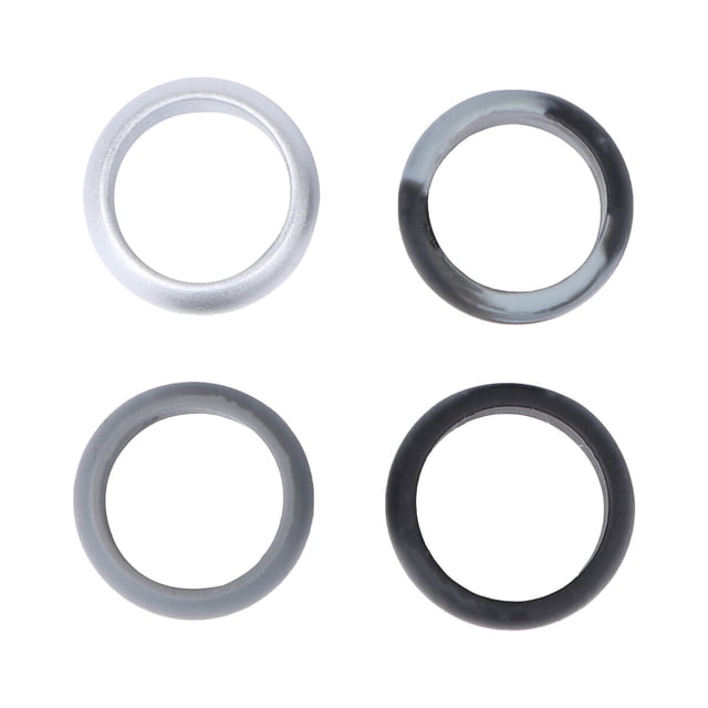 EeaseCA 4PCS Unisex Silicone Rings Fashion Gym Rings Simple Couple Rings (Camo Grey, Black, Dark Grey, Silver, Size 9)