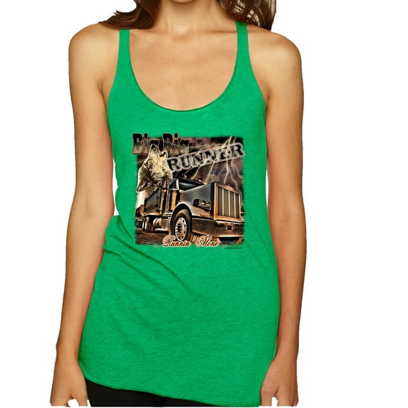 Wild Bobby, Big Rig Runner Trailer Truck Runnin Alone, Cars and Trucks, Women Tri-Blend Racerback Tank Top, Envy, X-Large
