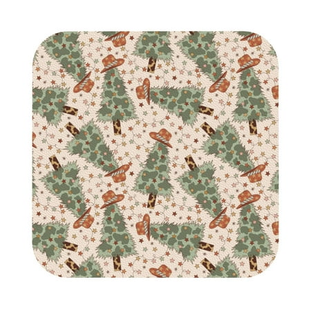 

Matuu Cowboy Christmas Trees for Cup Coasters Set of 6 Leather Coasters Desk Coasters for Office Measures 4” x 4” Square