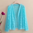 thumbnail image 2 of LIZUOJUN Women’s Long Sleeve Lace Open Front Cardigan Elegant Paisley Lace Lightweight Sheer Nylon Cover Up for Spring and Summer Sky Blue 2XL, 2 of 4