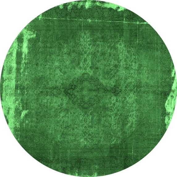Ahgly Company Indoor Round Persian Emerald Green Traditional Area Rugs, 7' Round