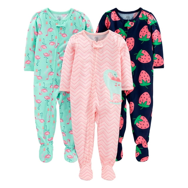Pijamas Simple Joys de Carter's Baby Girls, paquete de 3, 24 meses