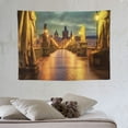 thumbnail image 4 of ONETECH  Landscape Tapestry, Charles Bridge Old Town Prague Czech Republic with Classic Medieval Buildings,Wall Hanging Decor for Bedroom Living Room Dorm,  Yellow Brown, 4 of 7