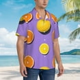 thumbnail image 5 of Bixox Men's Hawaiian Shirts Men's Yellow Lemon And Orange Print Short-Sleeve Shirt-Medium, 5 of 8