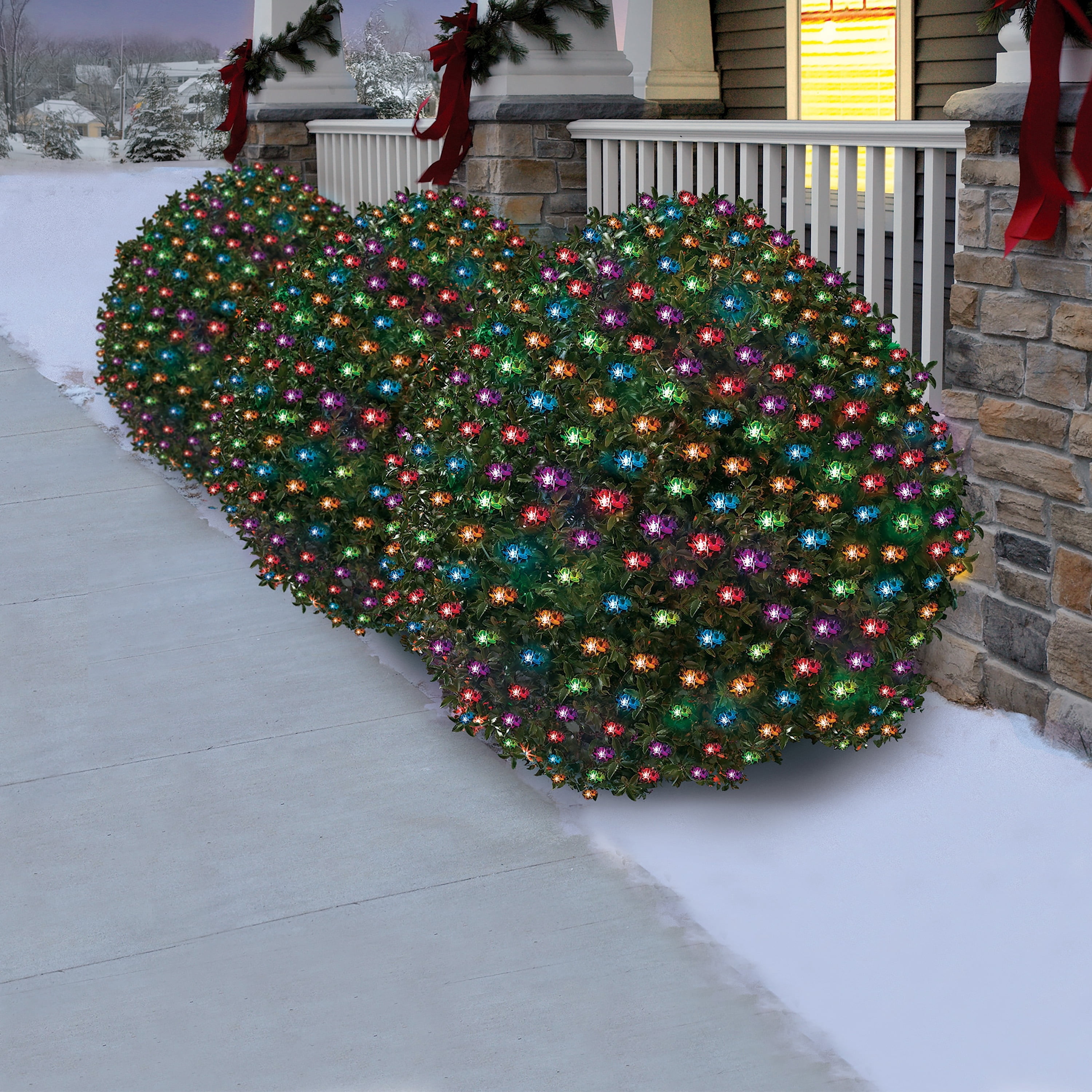 Indoor/Outdoor 200-Count LED High Density Christmas Net Lights, Multicolor, Green Wire, 4' x 4', by Holiday Time