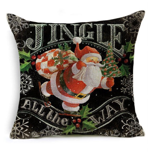Yidarton Christmas Cartoon Printing Pattern Series Pillowcase Elk Linen Pillow Cover Sofa Cushion Cover