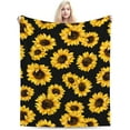 thumbnail image 6 of Sunflowers Black Tropical Flower Daisy Throw Blanket Ultra Soft Warm All Season Cute Floral Sunflower Decorative Fleece Blankets for Bed Chair Car Sofa Couch Bedroom 50"X60", 6 of 6