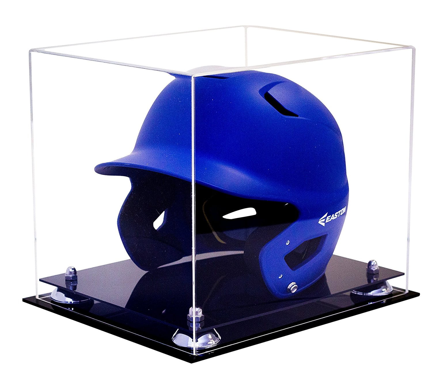 Deluxe Clear Acrylic Baseball Batting Helmet Display Case with Silver