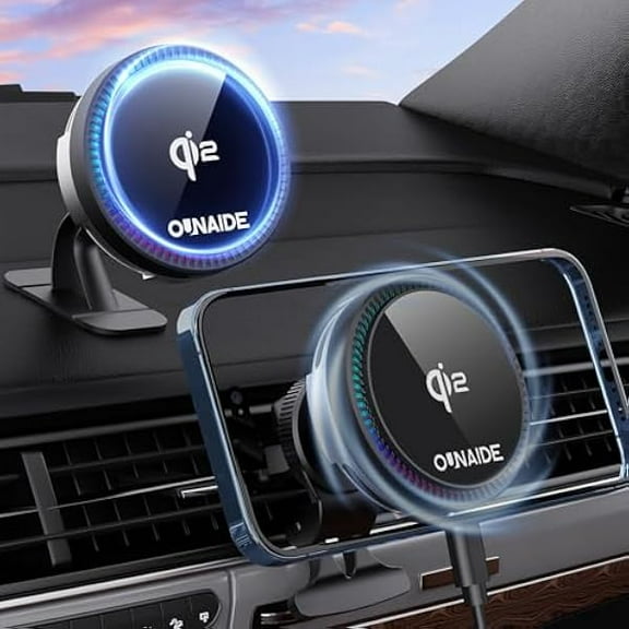 for MagSafe Car Mount Charger, Qi2 Certified-15W Wireless Car Charger, Rapid Cooling Drop, Compatible with MagSafe Car Charger, Air Vent Dashboard Phone Holder Mount for iPhone 16 15 14 13 12 Series