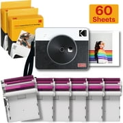 Kodak Mini Shot 3 Retro 2-in-1 Portable Instant Camera & Photo Printer (C300RW)   68 Sheets Bundle – White