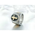 thumbnail image 6 of QQTDFG Men Holy Cross Ring Stainless Steel Prayer Hand Christian Band Enamel Gift-Gold-7, 6 of 8
