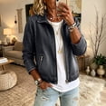 thumbnail image 6 of Women's Collared Zip Up Denim Jacket Long Sleeve Stretch Cropped Outerwear Lightweight Jean Coat With Zipper Side Pockets Black 2XL, 6 of 7