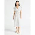 thumbnail image 2 of Scoop Women’s Crinkle Satin Midi Dress with Flutter Sleeves, Sizes XS-XXL, 2 of 4