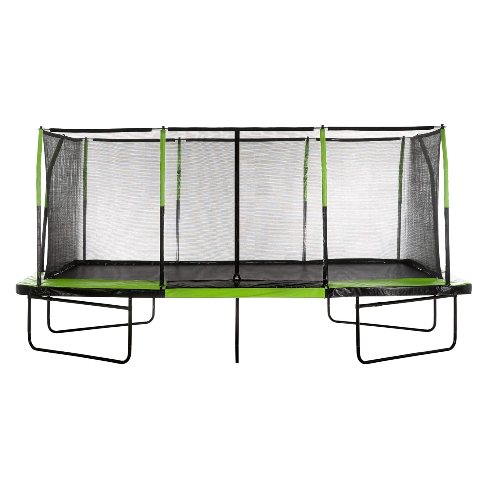 Plexalife - Mega 10' X 17' Gymnastics Style, Rectangular Trampoline Set with Premium Top-Ring Enclosure System - Green/Black with Bonus 3-Step Ladder