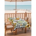 thumbnail image 2 of Outdoor Tablecloths with Umbrella Hole & Zipper, Sunflower Gnomes Tablecloth Rectangle 60x84 Inch, Spring Farmhouse Daisy Leaf Wooden Grain Waterproof Table Cloth, Patio/Pool/Picnic Table Covers, 2 of 8