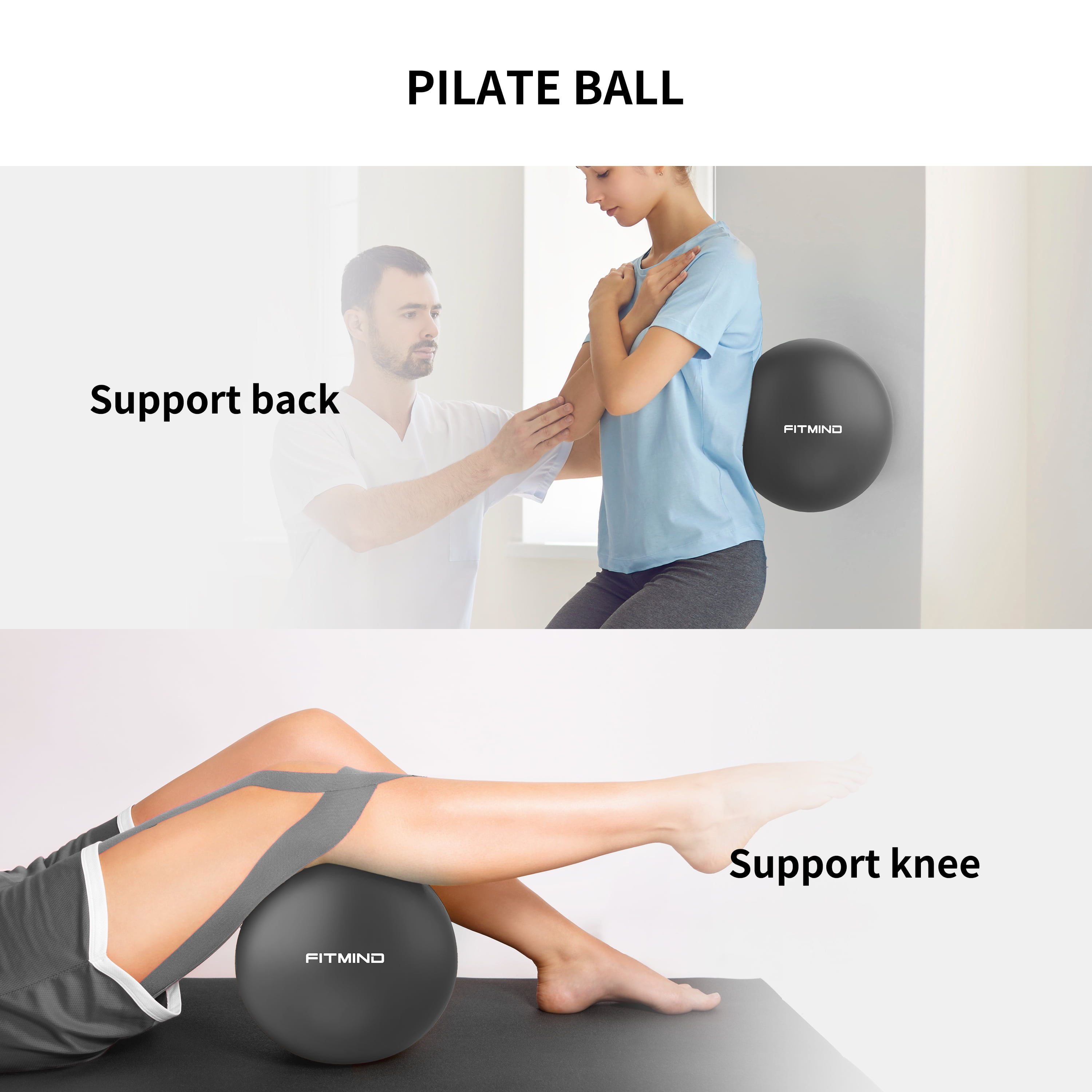 FITMIND Exercise Balls Set 26"& 10" for Yoga and Pilates, Anti-Burst, Parent-Baby Hours, Hand Pump, Black