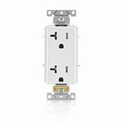 Leviton TDR20-W 20 Amp, 125 Volt, Tamper Resistant, Decora Plus Duplex Receptacle, Straight Blade, Commercial Grade, Self Grounding, White