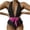 Black, variant on Women's Deep V Neck One Piece Bow Bikini Swimsuits Tummy Control Halter Cutout High Waisted Ruffle Corset Bodysuit