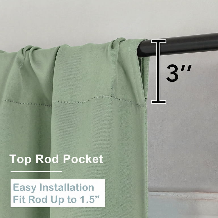 OVZME Light Green Blackout Curtains, 40x36, Set of 2 photo 2