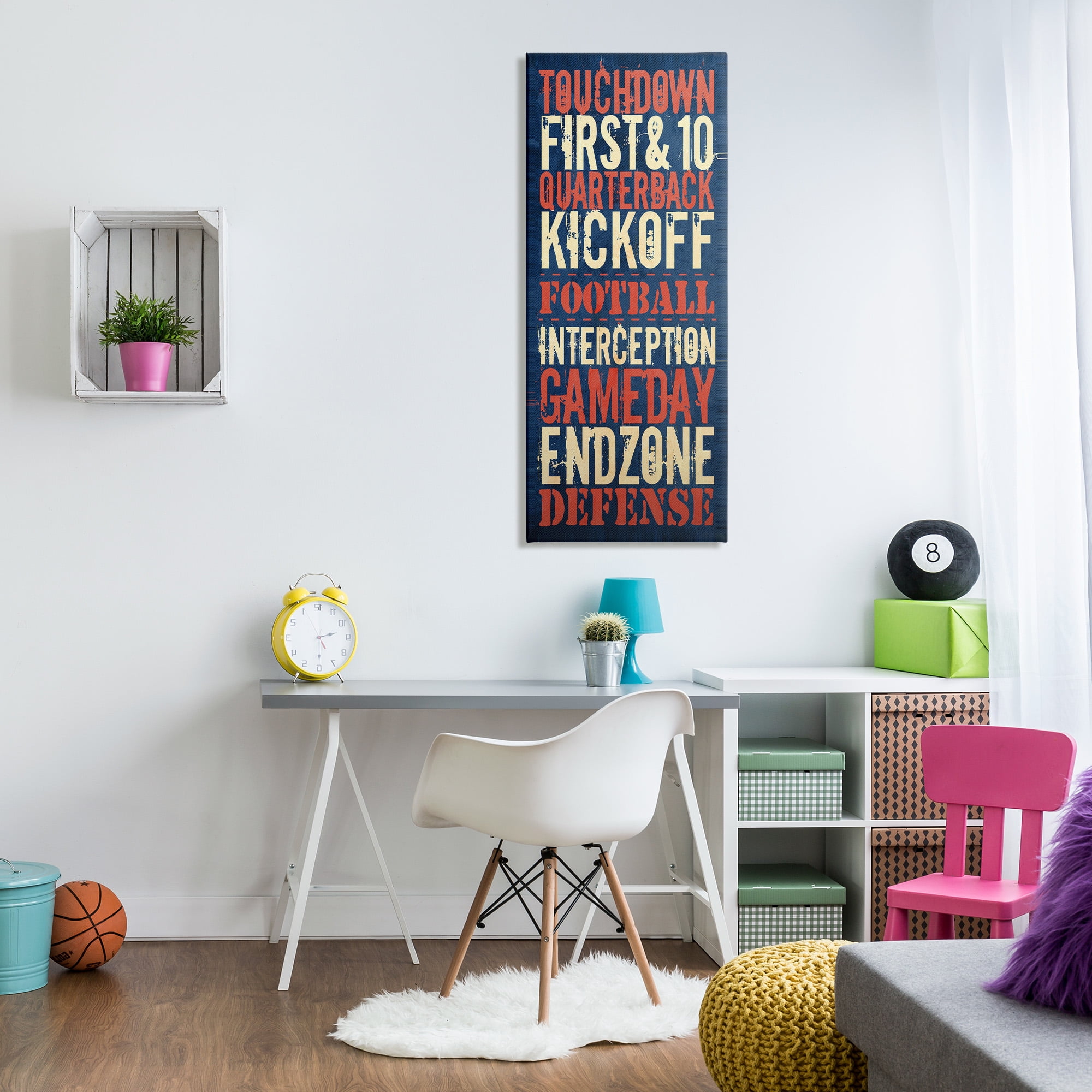 Stupell Industries Rustic Football Phrases Art for Kids Painting Gallery Wrapped Canvas Art Print Wall Art, 20 x 48