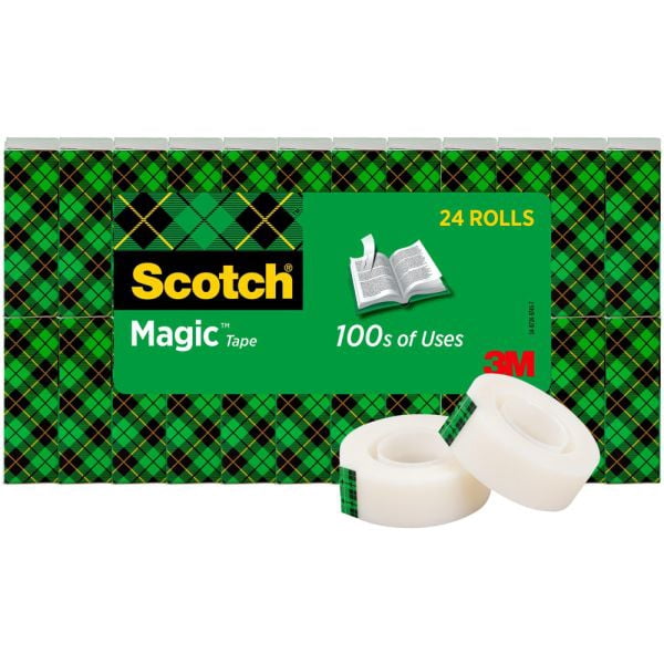 Scotch Magic Tape Value Pack, 1" Core, 0.75" x 83.33 ft, Clear, 24/Pack (810K24)