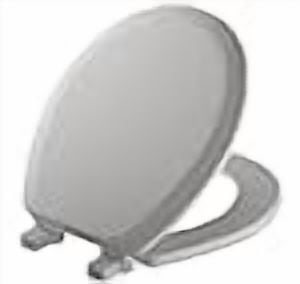 Mayfair Cameron Silver Toilet Seat, Non Slip Heavy Duty Wood, Easy Clean, Made in USA, Round