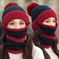 thumbnail image 3 of 4PCS Winter Hat Scarf Set for Women Knit Fleece Lining Beanie Scarf Mouth Cover Glove Set, 3 of 3