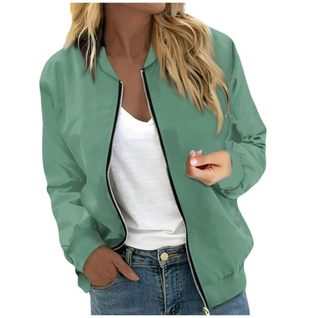 Manteau Grande Taille pour Femmes, Veste Bomber Décontractée, Coupe-Vent avec Poches