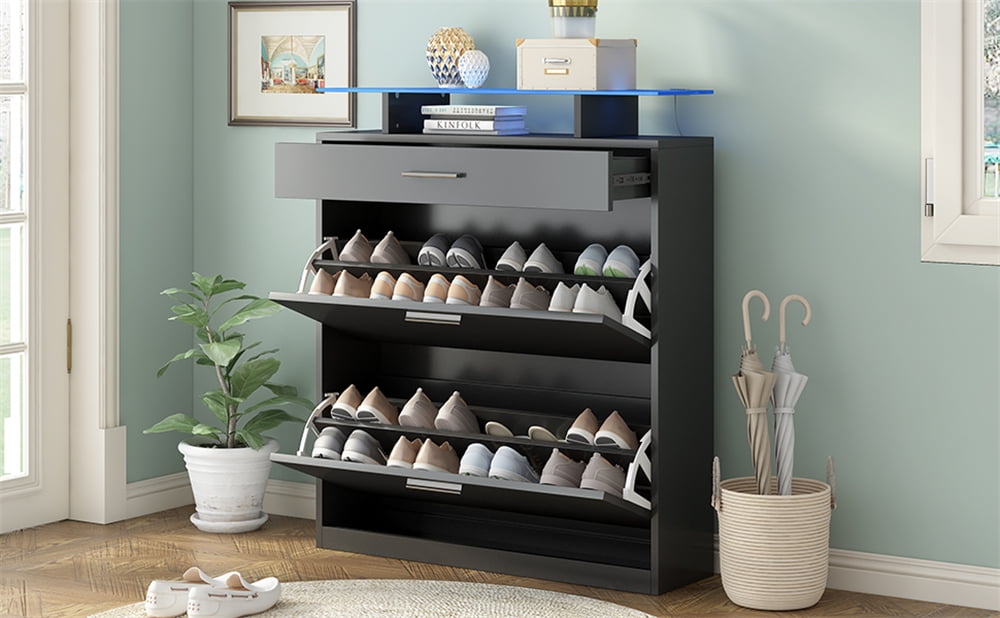 Luxury Large Capacity Storage Shoe Rack Tempered Glass Shoe