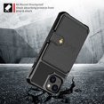 thumbnail image 3 of Versatile Case for iPhone 14 Plus 6.7" 2022, Rugged PC Backplane & Durable PU Leather Card Pocket Kickstand Car Magnetic Suction Tempered Glass Screen Protector Anti-drop Cover, Black, 3 of 8