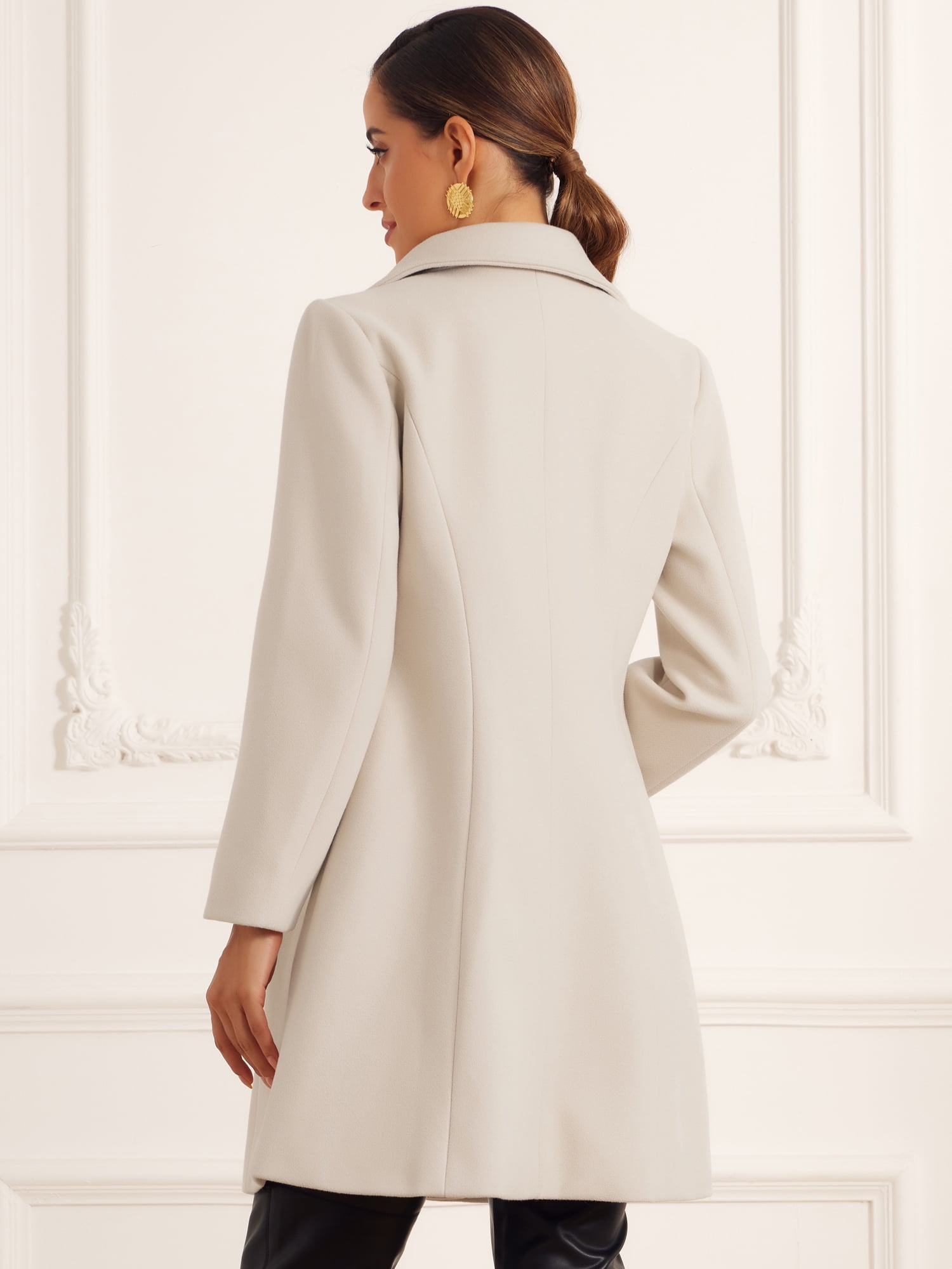 DARING DIVA Women's Winter Coats Casual Button Outwear Pea Overcoat S Beige