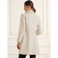 thumbnail image 3 of DARING DIVA Women's Stand Collar Button Down Outwear Winter Pea Overcoat Beige XS, 3 of 6