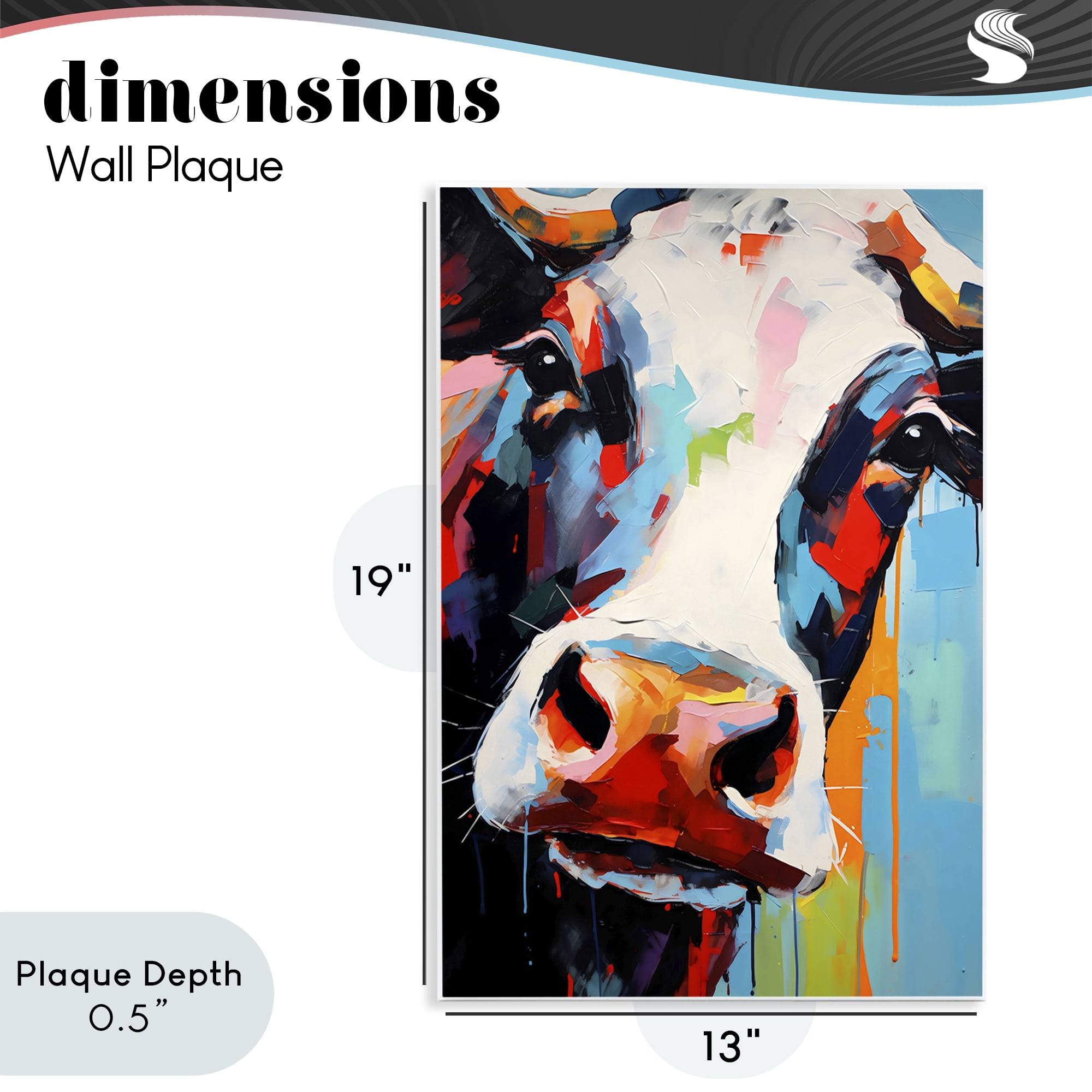Stupell Industries Cow Of Many Colors Wall Plaque Art, design by Creative Studio
