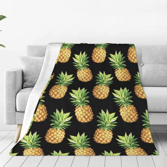 Pineapple Blanket Lightweight Cozy Warm Print Throw Blanket Kids Adult for Crib Bed Couch Chair Living Room Travel 50"x40"