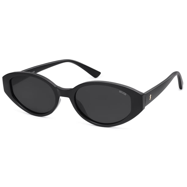 Gafas de Sol SOJOS Retro Ovaladas Polarizadas para Mujer UV400 Negras
