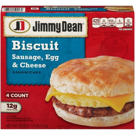JIMMY DEAN SAUSAGE EGG AND CHEESE BISCUIT 4CT - Walmart.com
