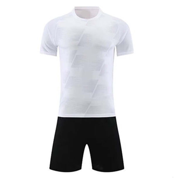 Odeerbi Conjunto de Uniformes de Entrenamiento de Fútbol de Malla Para Chicos Y Niñas Pantalones Cortos de Camiseta de Manga Corta Con Rayas Conjunto Atlético Seco Rápido Para 4-15 Años