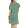 thumbnail image 4 of Mohiass Women's Short Sleeve Flowy Swing T Shirt Dress Baby Doll Cute Casual Pockets Dresses Mint Green L, 4 of 5