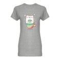 thumbnail image 2 of Cute Cat Mermaid Drinking Coffee Shaped T-Shirt Women -Image by Shutterstock, Female Large, 2 of 4