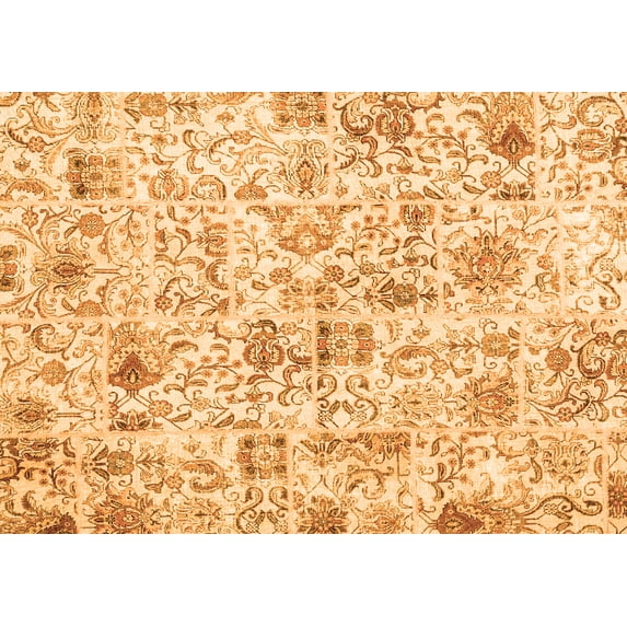 Ahgly Company Indoor Rectangle Patchwork Orange Transitional Area Rugs, 5' x 7'