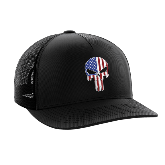 American Flag Flexfit Hat, Woven Patch Logo & Custom Embroidered