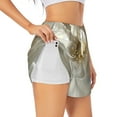 thumbnail image 3 of Lsque Elegant Ivory Flower Printed Women's Running Shorts with Liner Pockets,Elastic Quick Dry Workout Athletic Gym Yoga Shorts,Womens High Waist Shorts-Large, 3 of 9