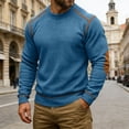 thumbnail image 2 of CONZONE Mens Pullover Sweatshirts Long Sleeve Sweatshirt for Men Trendy Solid Color Crew Neck Warm Fall Hoodie Sweatshirt, 2 of 4