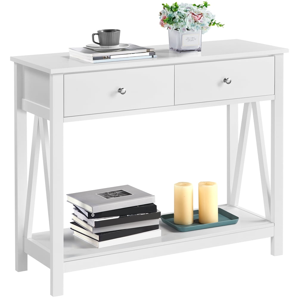 Alden Design Wooden Entryway Console Table with Storage Drawer, White ...