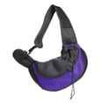 thumbnail image 1 of Bolsa bandolera para mascotas, bolsa pequeña para gatos para viajes, sin necesidad de empacar con anticipación, correa para el pecho, bolsa de malla transpirable (grande, púrpura), 1 of 4