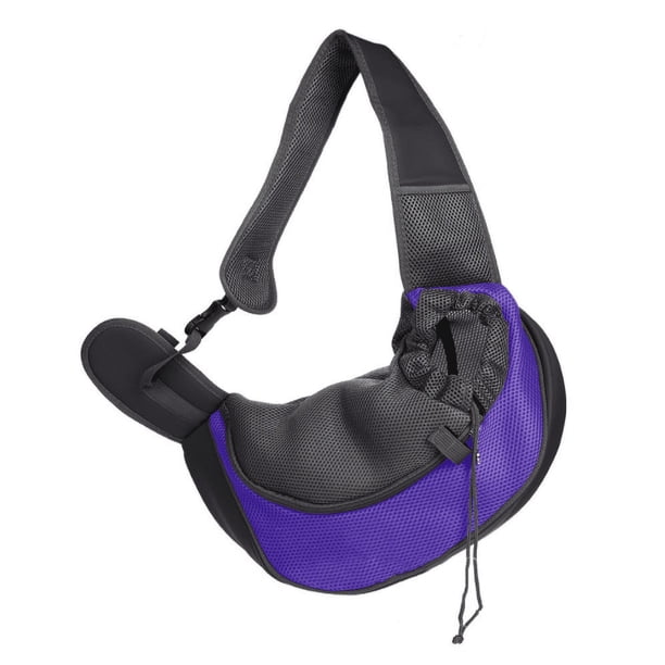 Bolsa bandolera para mascotas, bolsa pequeña para gatos para viajes, sin necesidad de empacar con anticipación, correa para el pecho, bolsa de malla transpirable (grande, púrpura) brillar Electrónica
