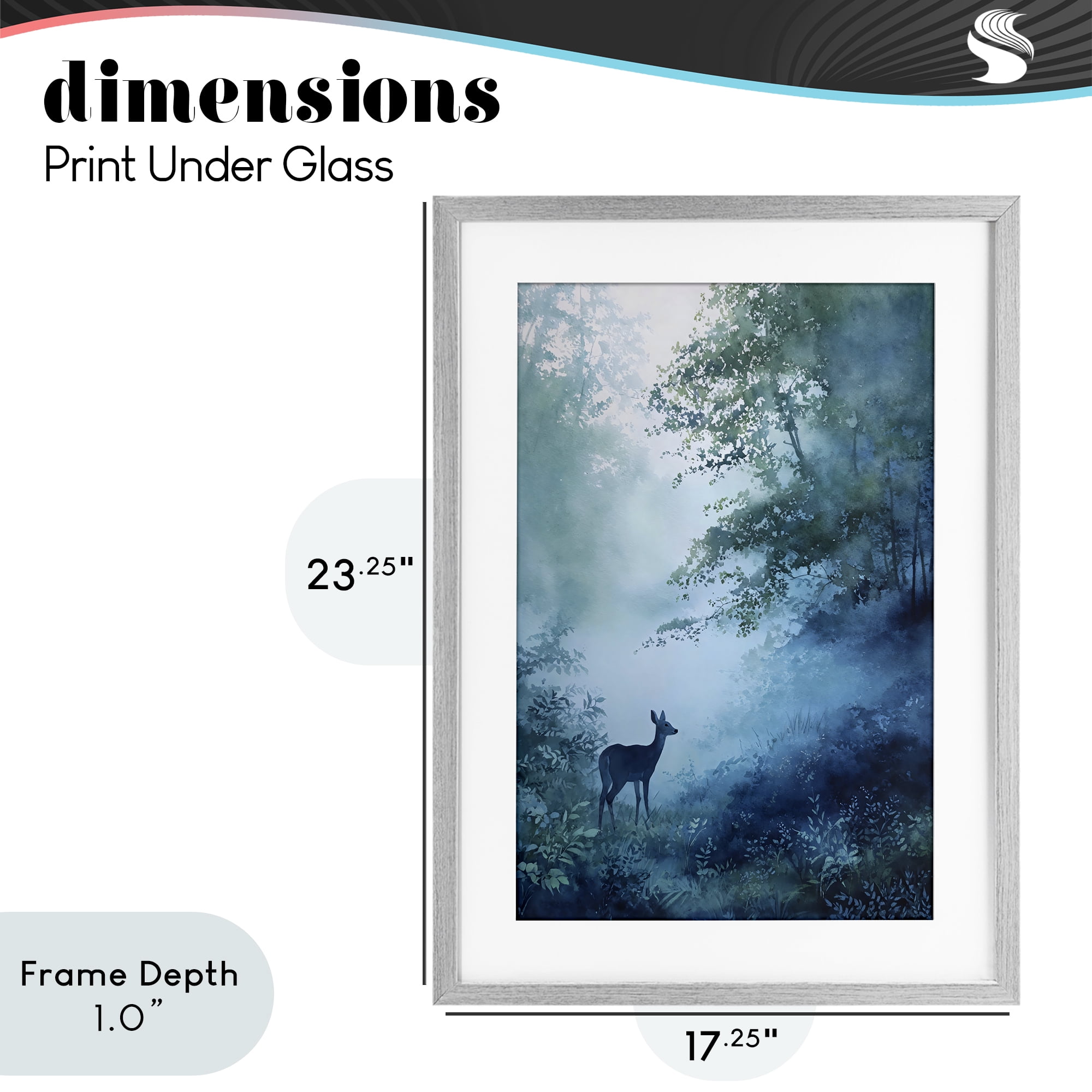 Stupell Industries Blue Dawn Deer in Mist Gray Framed Print Under Glass, design by Franklyn Gregory